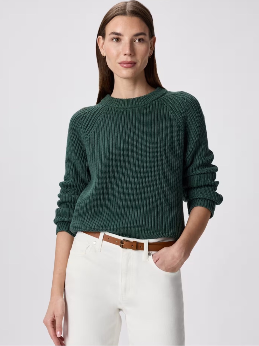 Quince Organic Cotton Fisherman Crew Sweater Dark Spruce XL